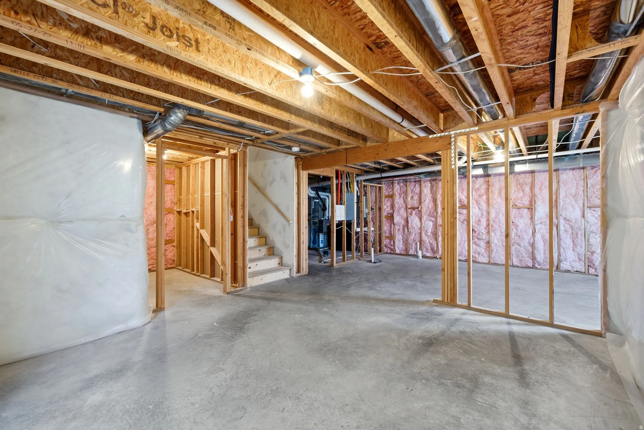 Unfinished below grade area with stairway