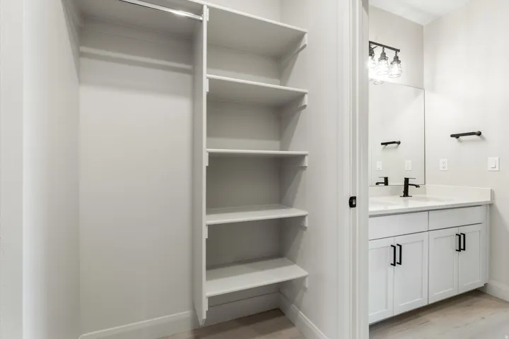 Built-in closet shelving and hanging rod