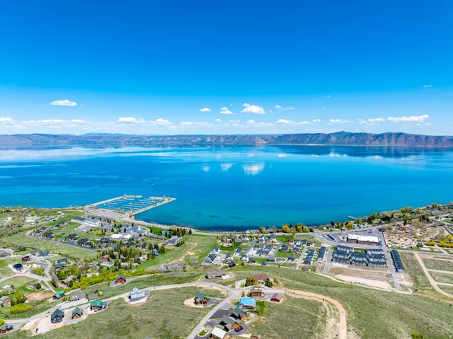 Drone / aerial view of a water and mountain view
