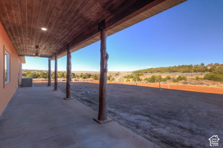 View of patio / terrace featuring a view of rural / pastoral area