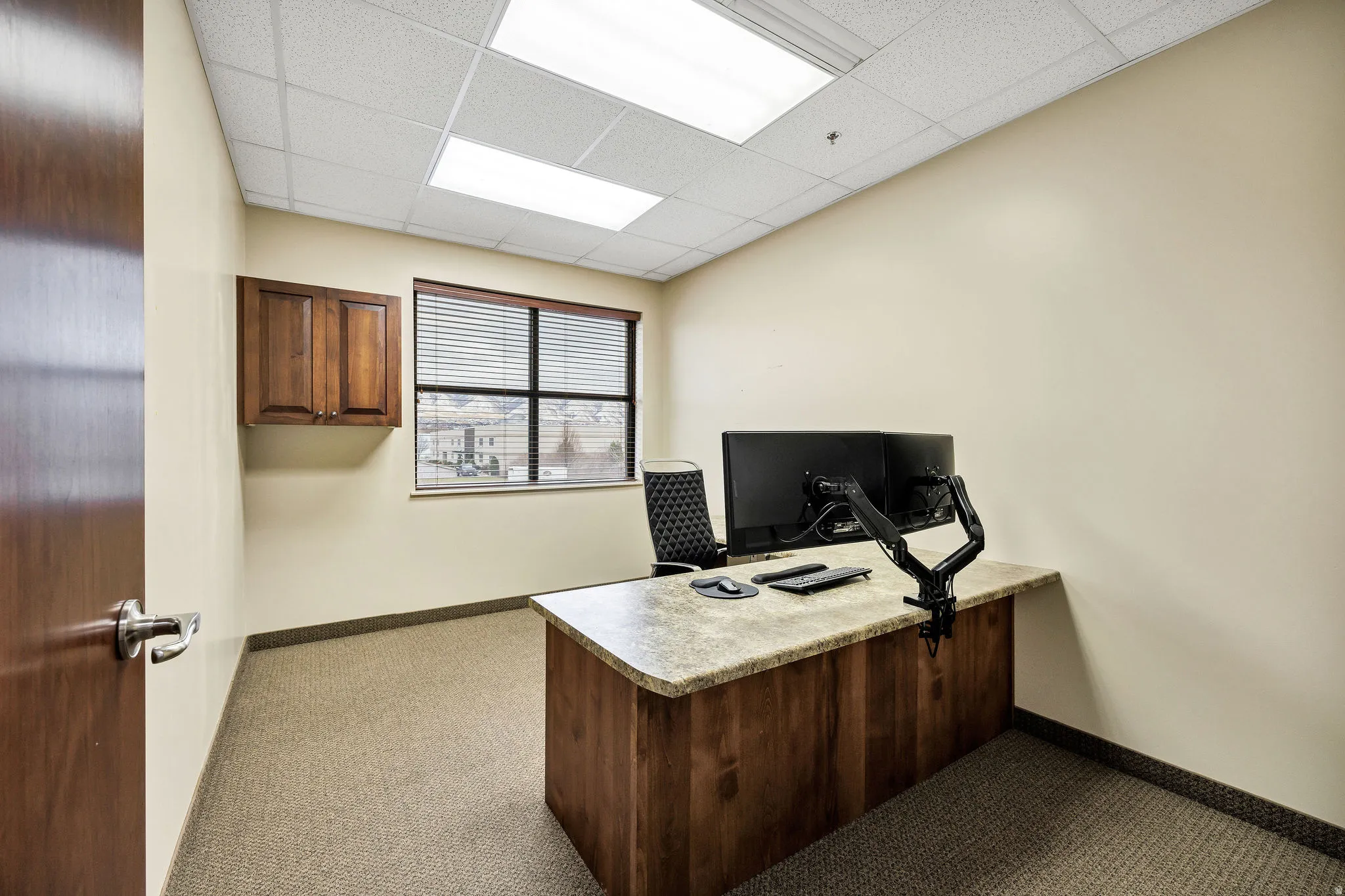 Office with a drop ceiling
