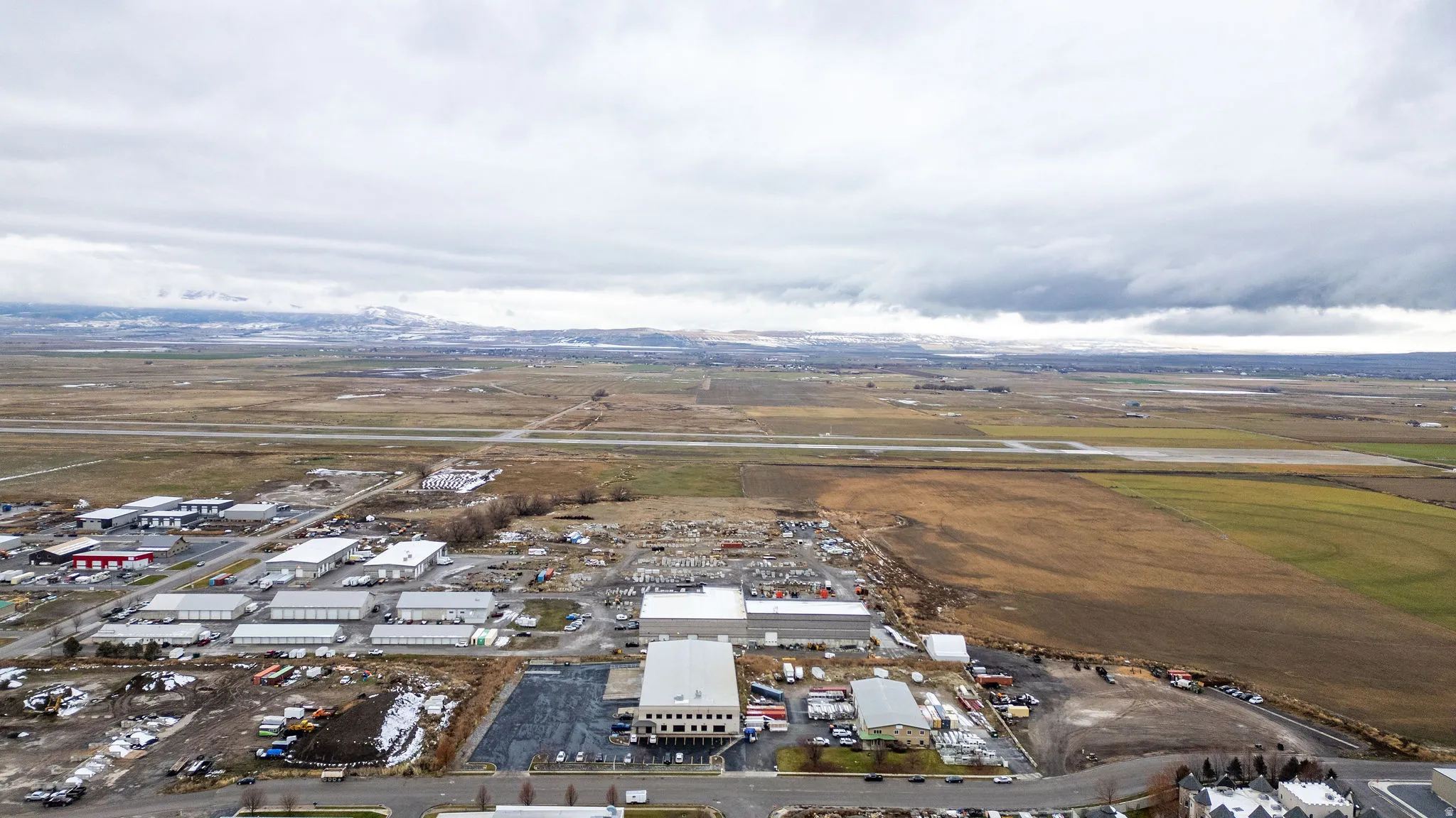 Aerial view of property's location with industrial structures