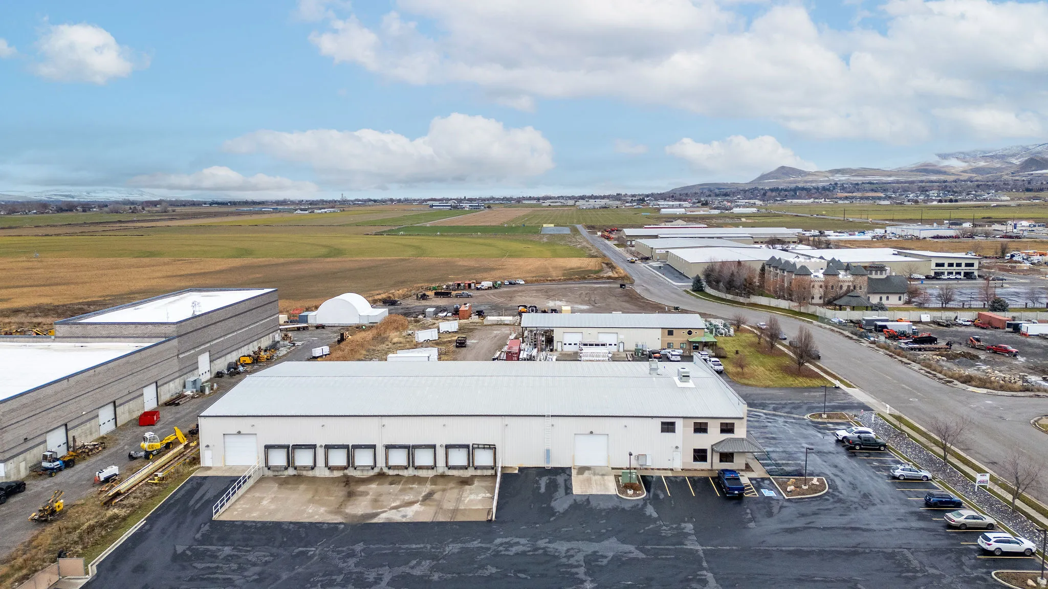 Aerial view of industrial structures