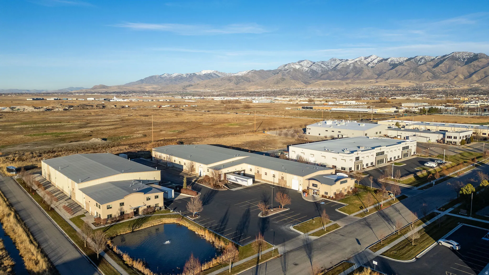 Aerial view of a mountainous background