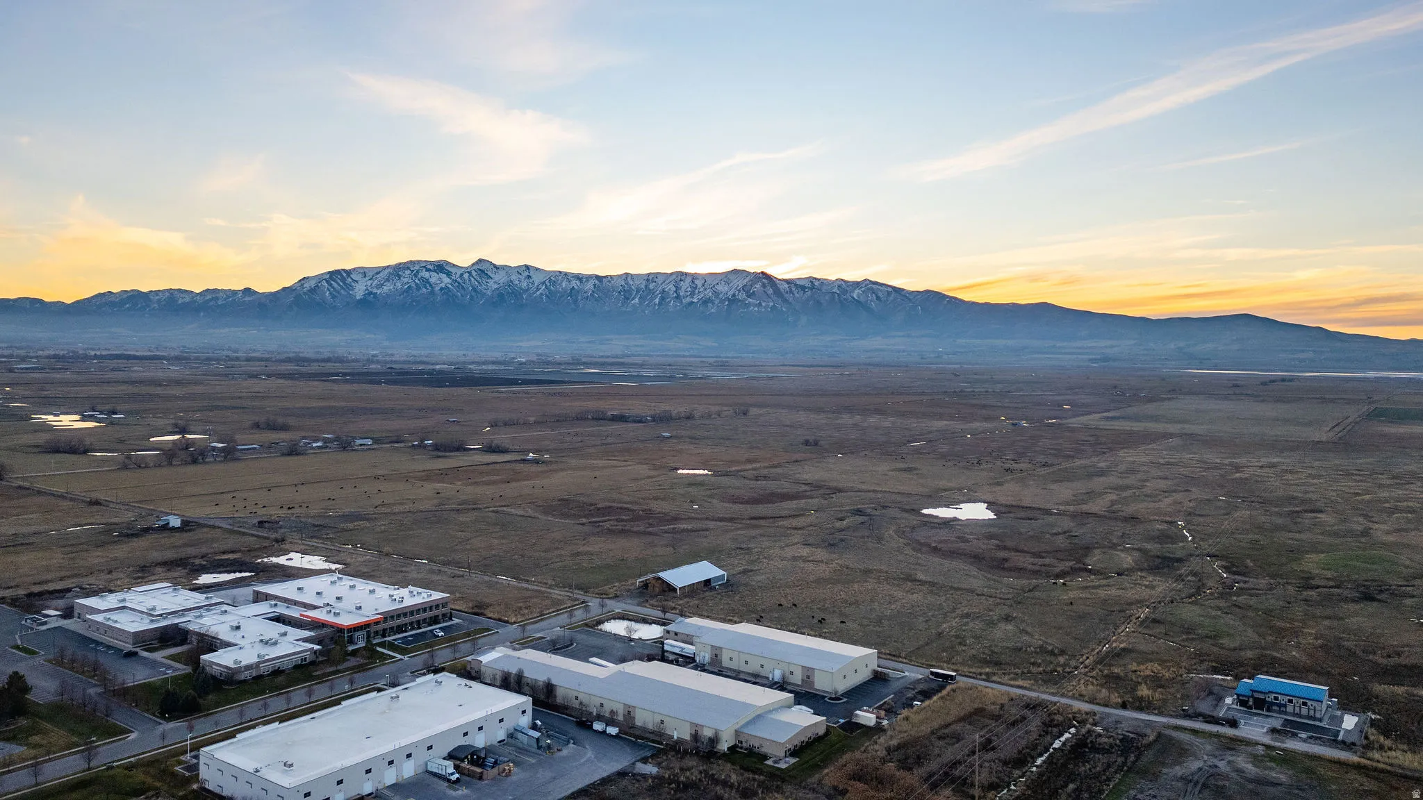 Aerial view of a mountainous background