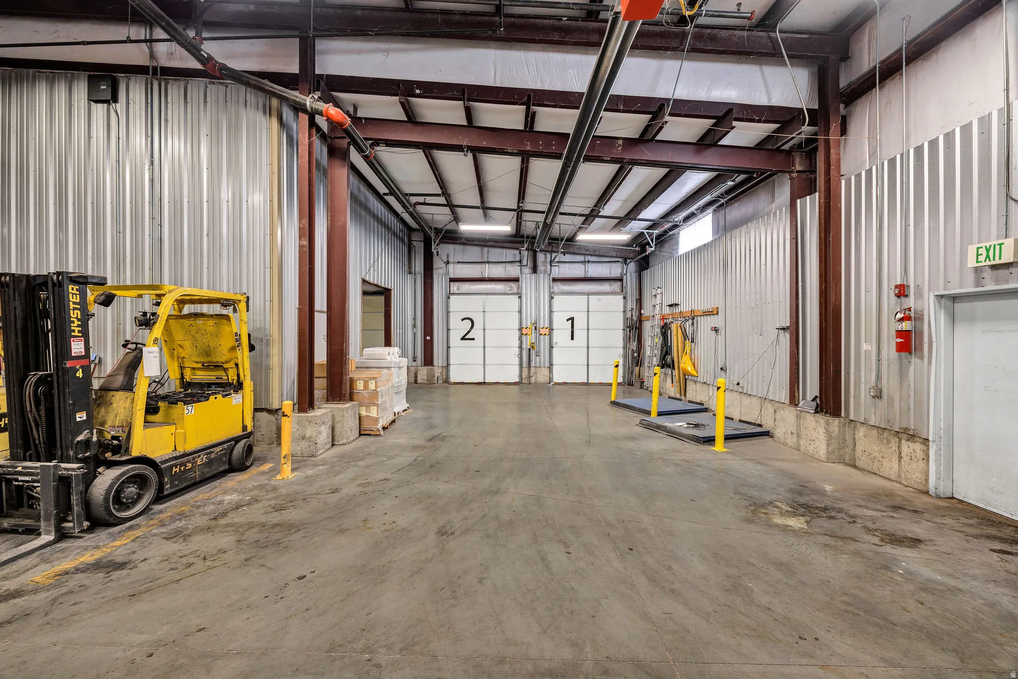 Garage with metal wall