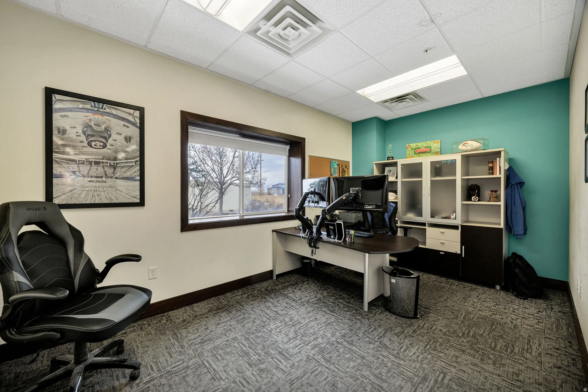 Office with a drop ceiling