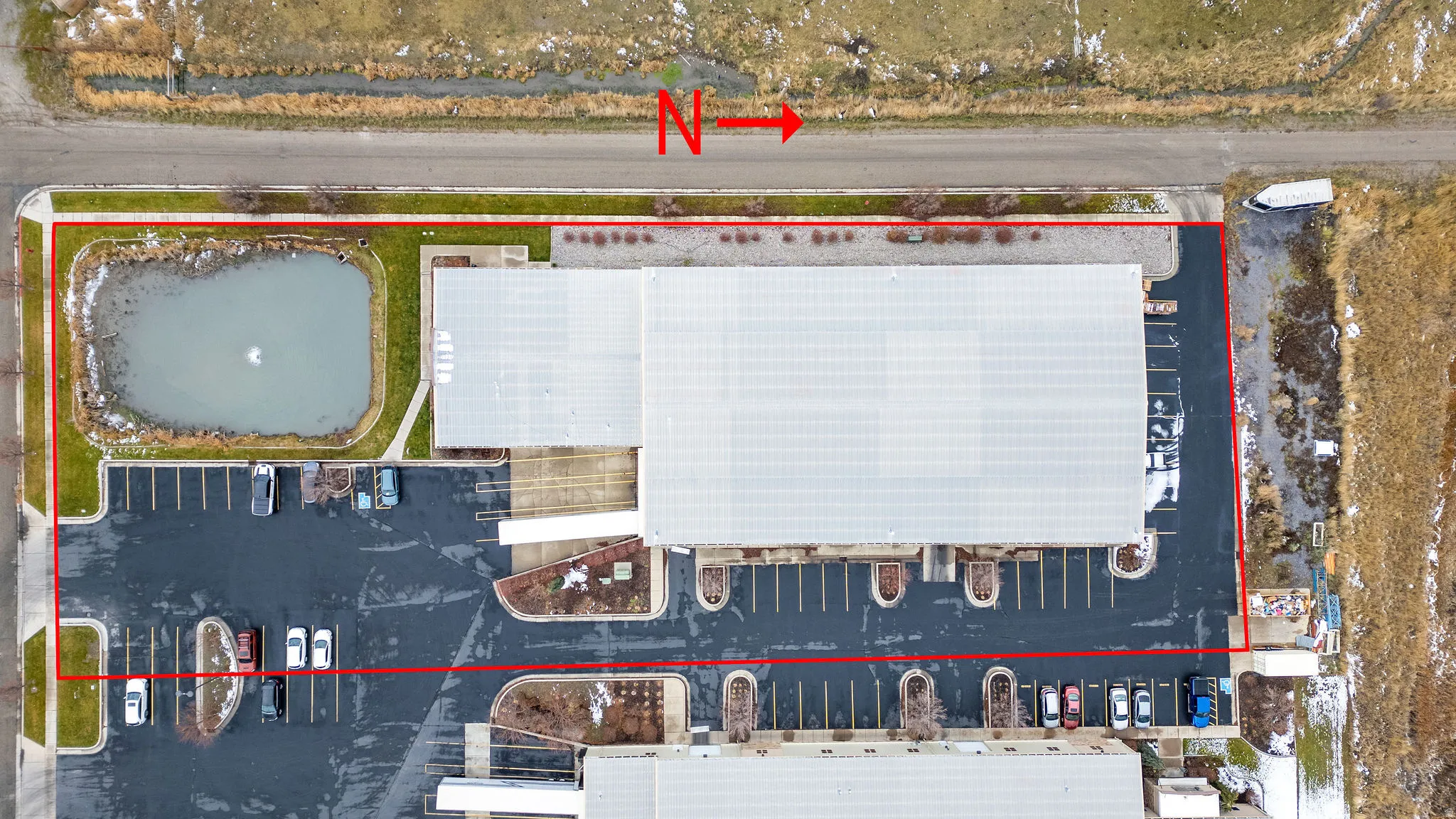 Aerial view of property's location with property boundaries highlighted