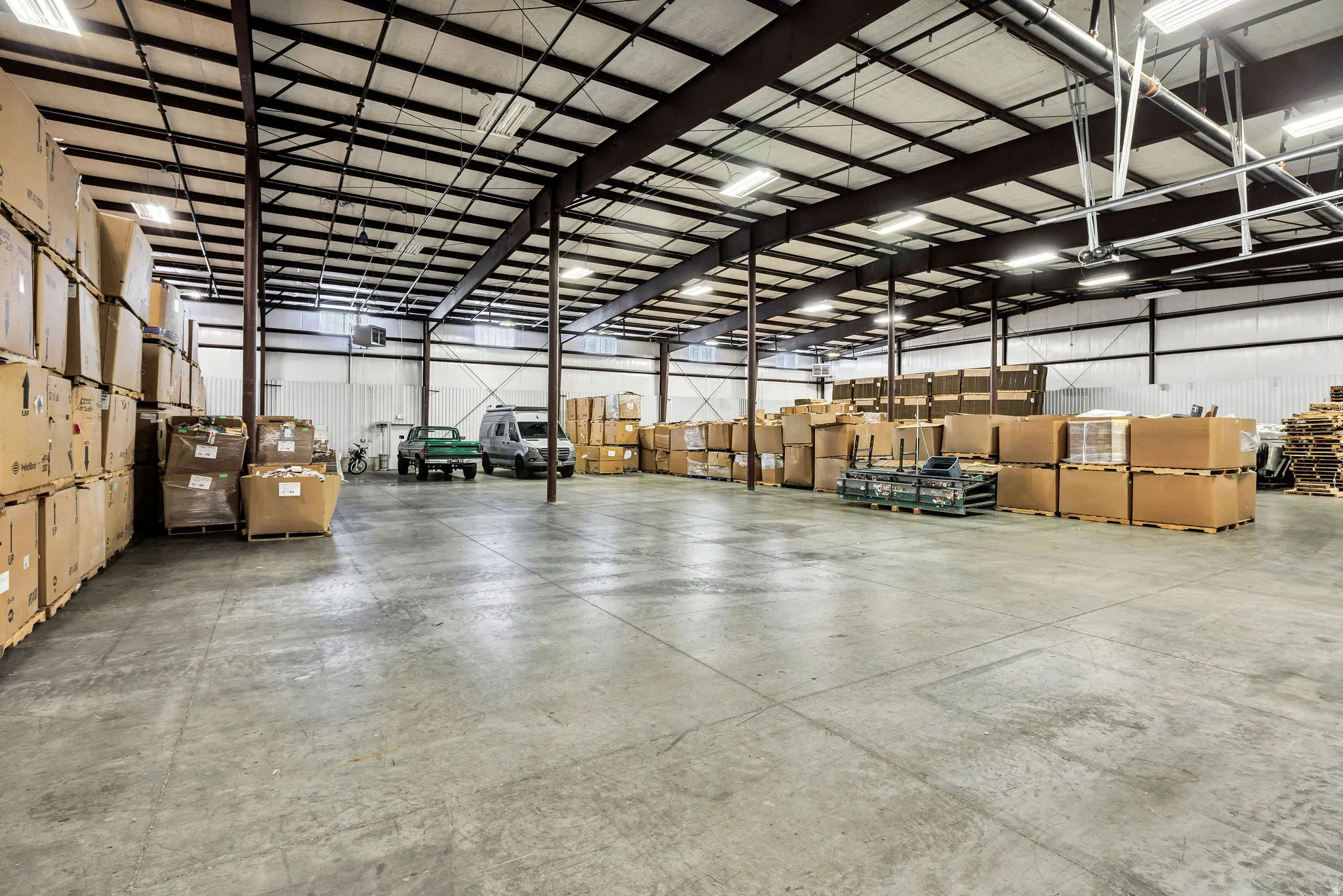 Garage with metal wall