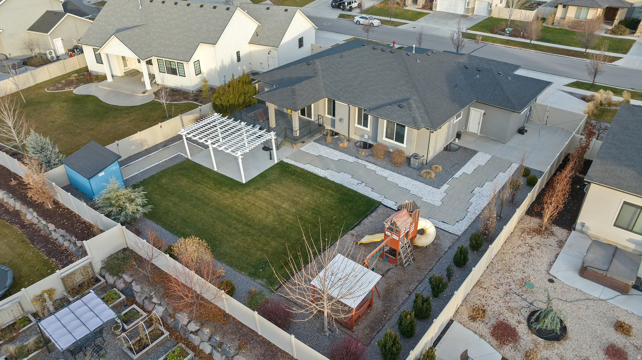 Aerial view of residential area