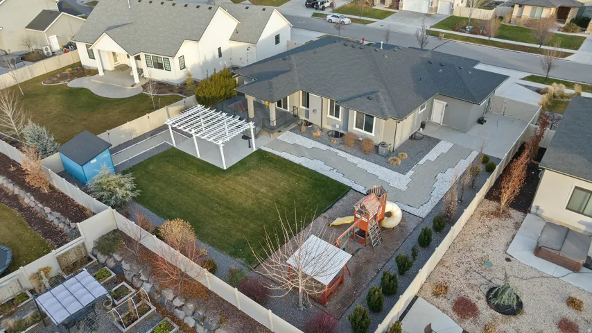 Aerial view of residential area