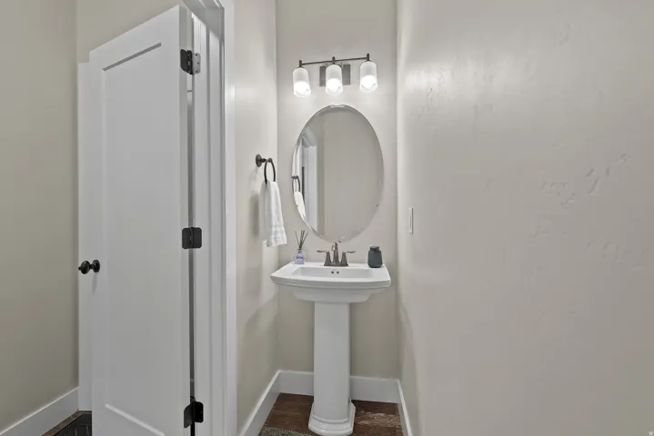 Half bathroom with baseboards