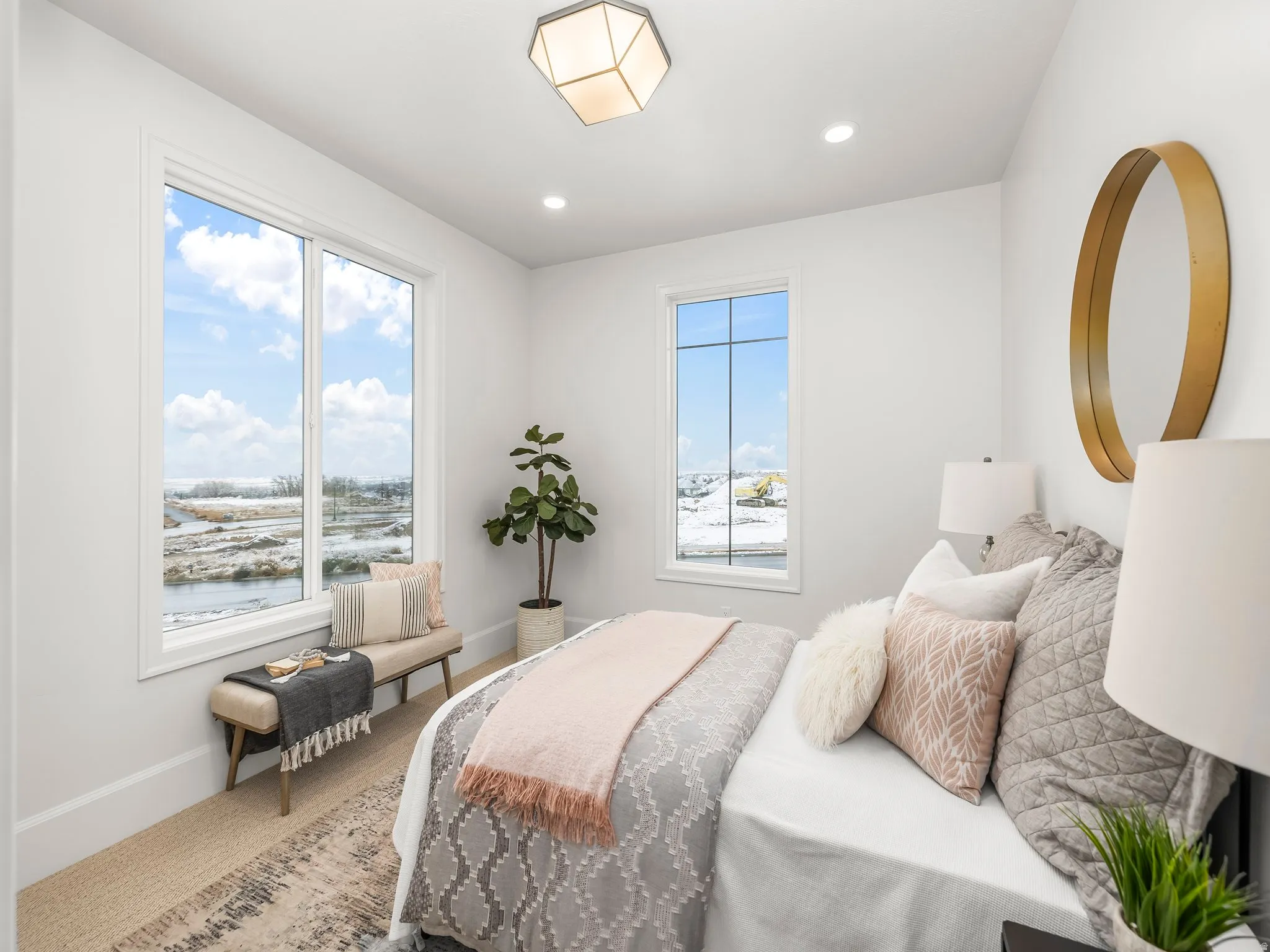 Bedroom with carpet and recessed lighting