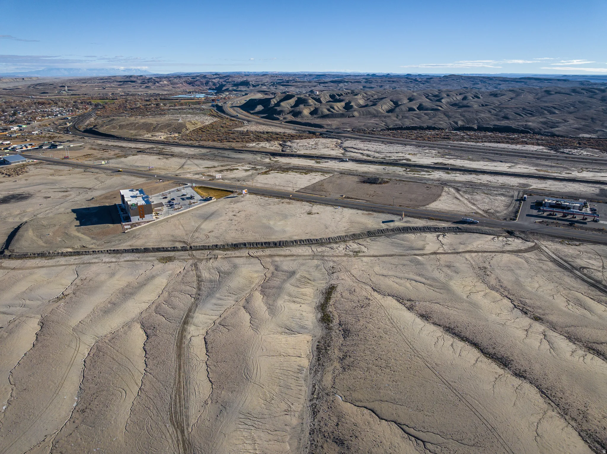 Overview of rural landscape with a desert landscape