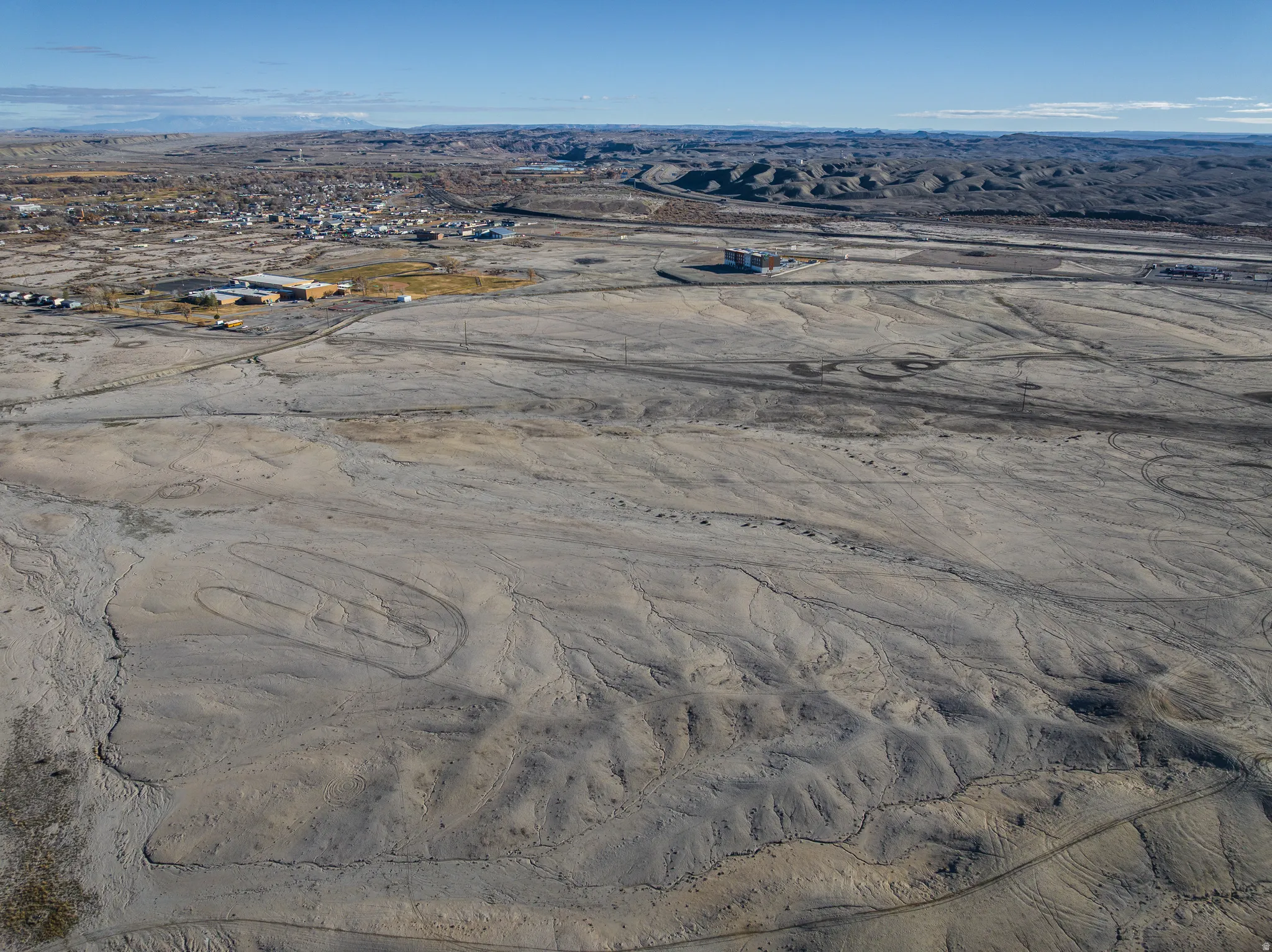 Overview of rural landscape with a desert landscape