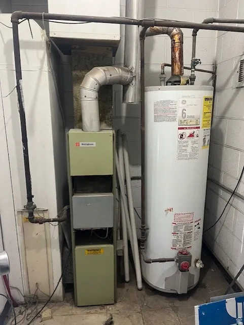 Utilities with water heater and heating unit