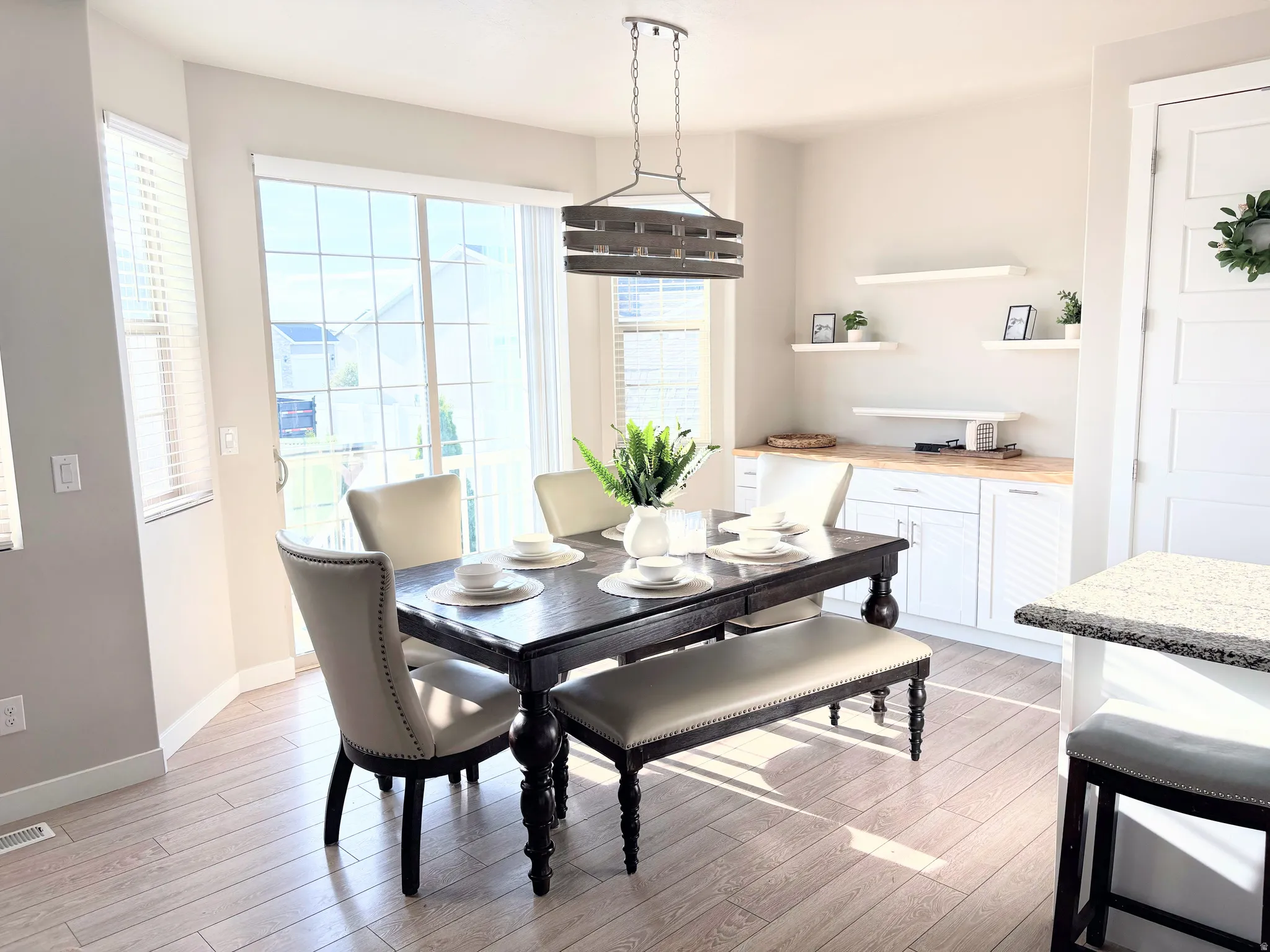 Dining room featuring light wood finished floors