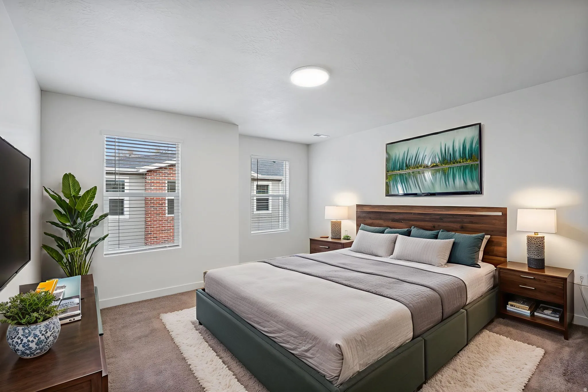 Carpeted bedroom featuring baseboards