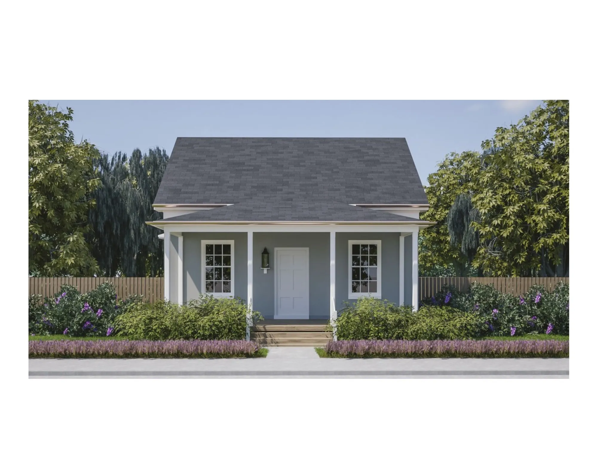 View of front facade featuring a porch and roof with shingles