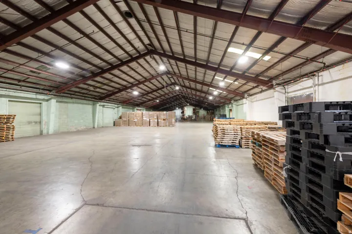 Garage with metal wall