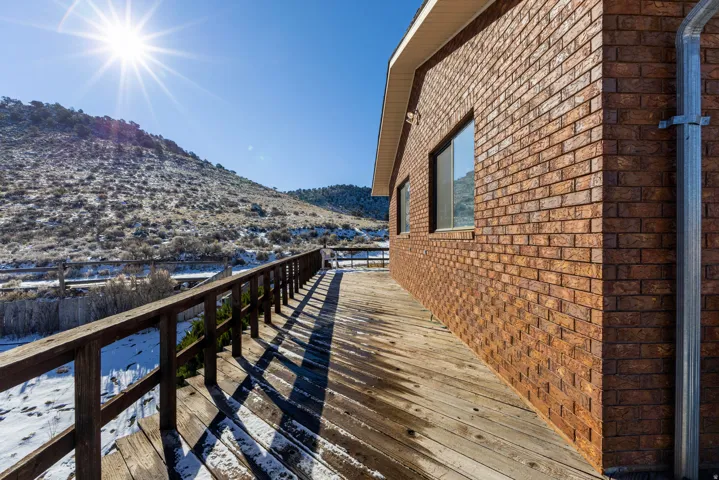Deck featuring a mountain view