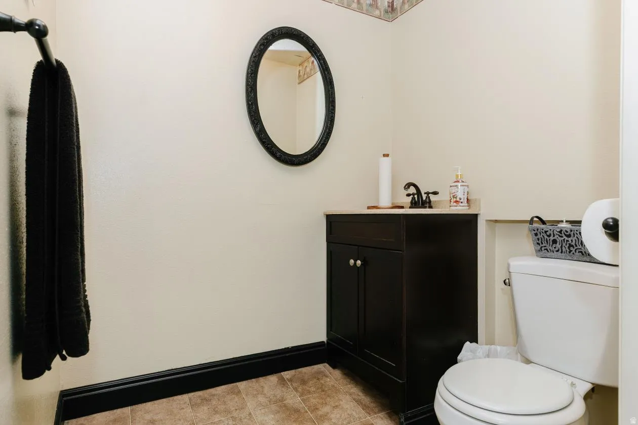 Bathroom with vanity and toilet