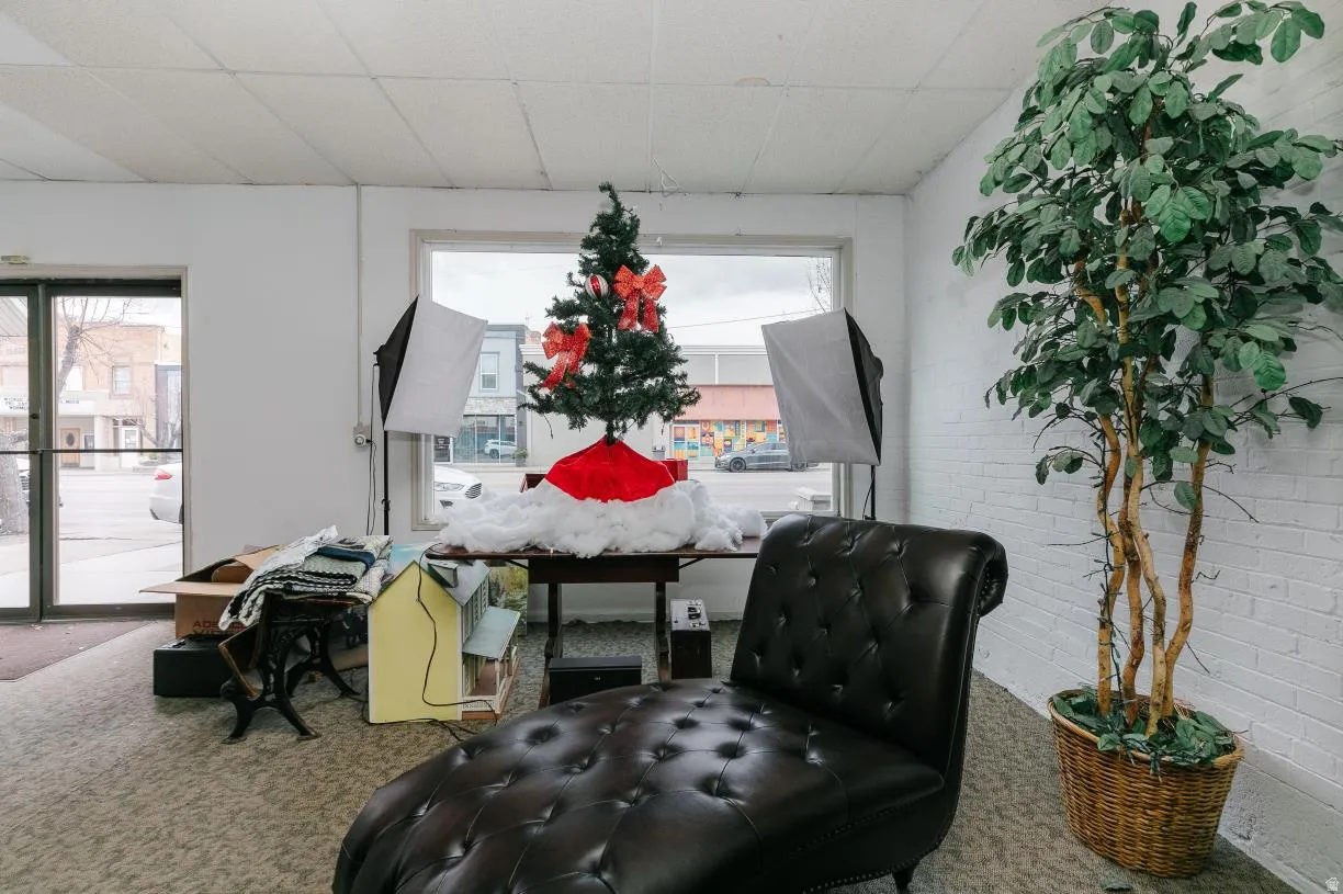 main office space in front of building with large window to view main street