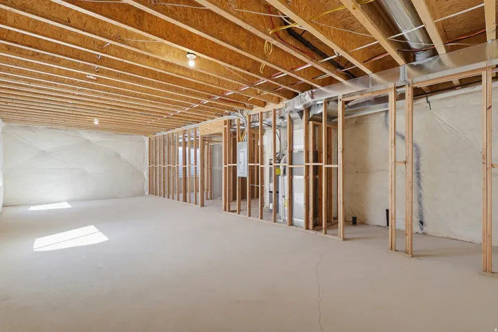 Unfinished below grade area with electric panel