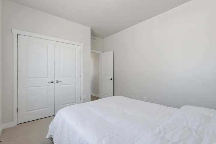 4th Bedroom (Guest) VIEW 2 with light carpet and a closet
