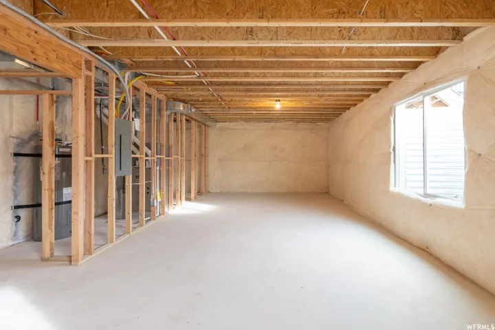 Basement with electric panel