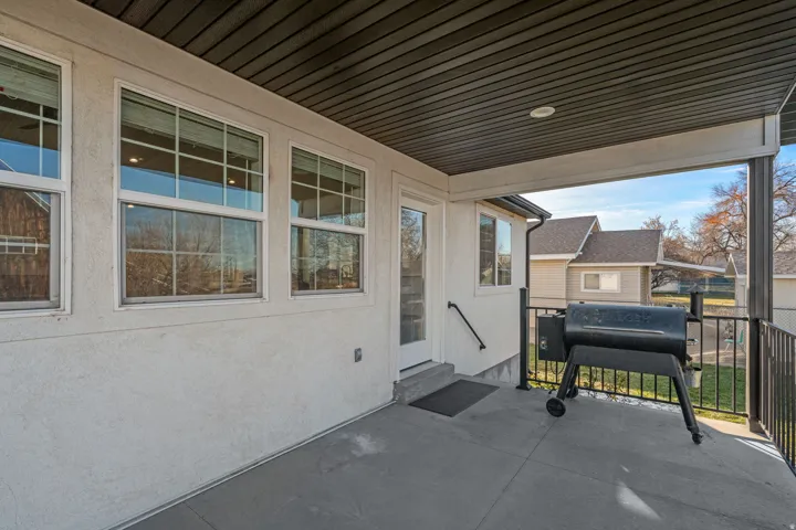 View of patio featuring grilling area