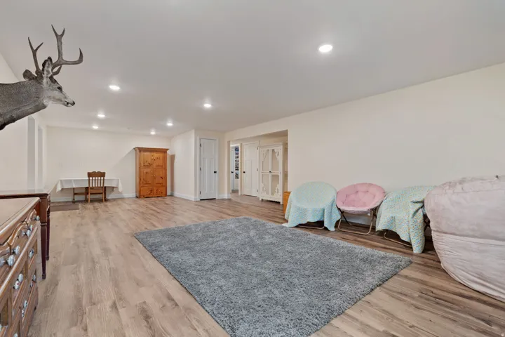 Family room featuring recessed lighting and light wood-style floors