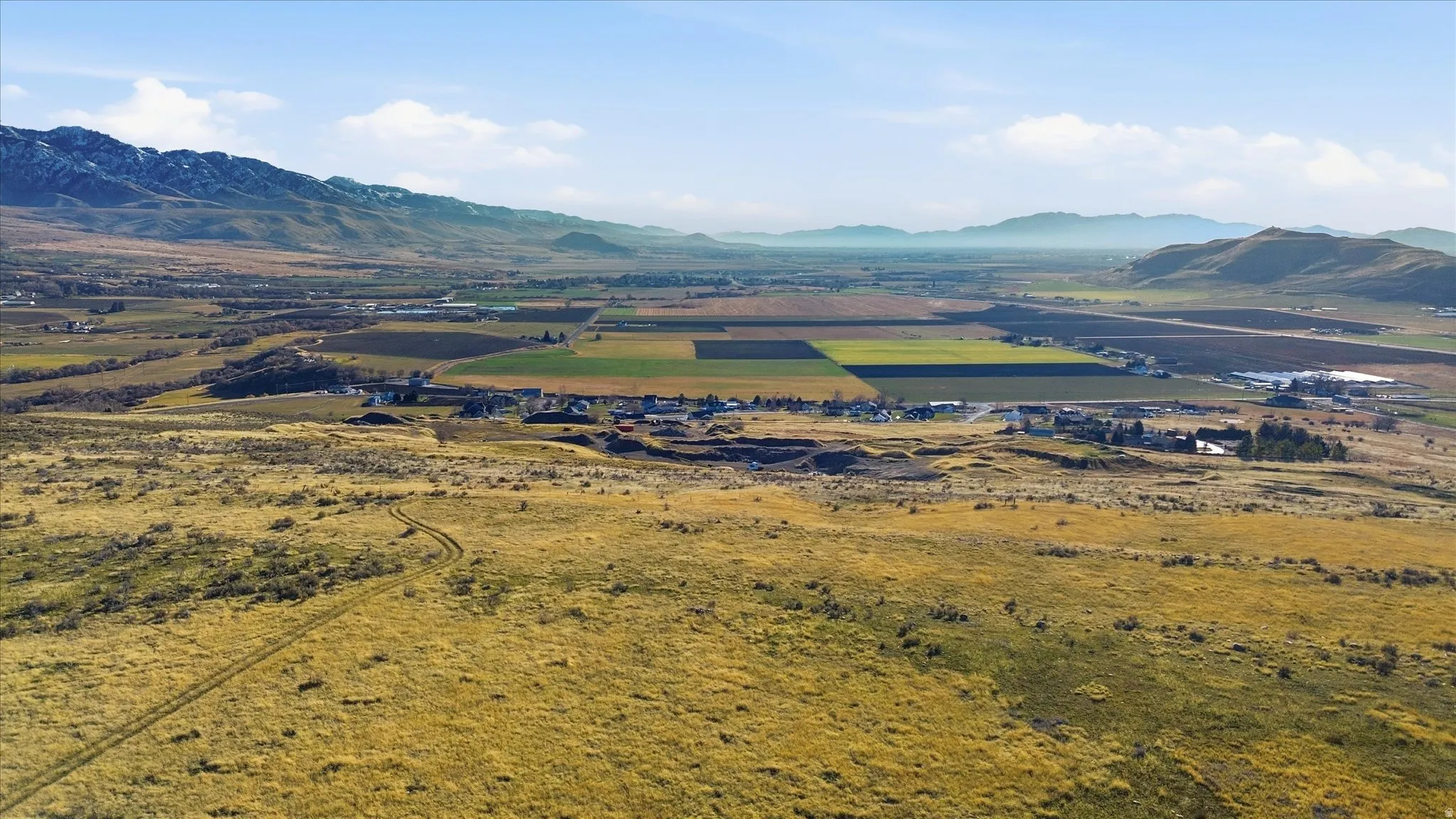 Mountain view with rural landscape