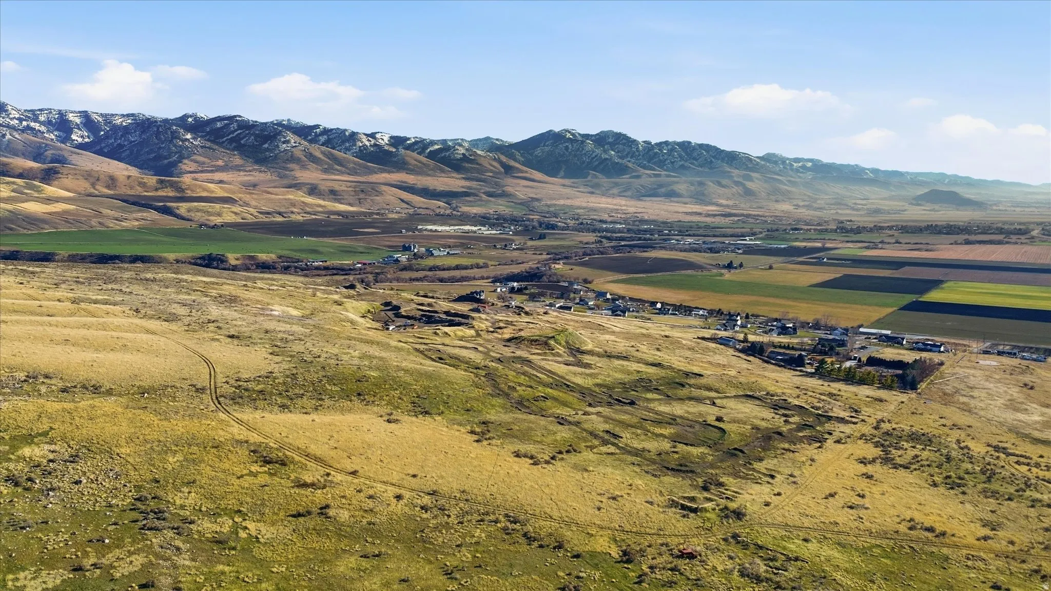 View of mountain background with rural landscape