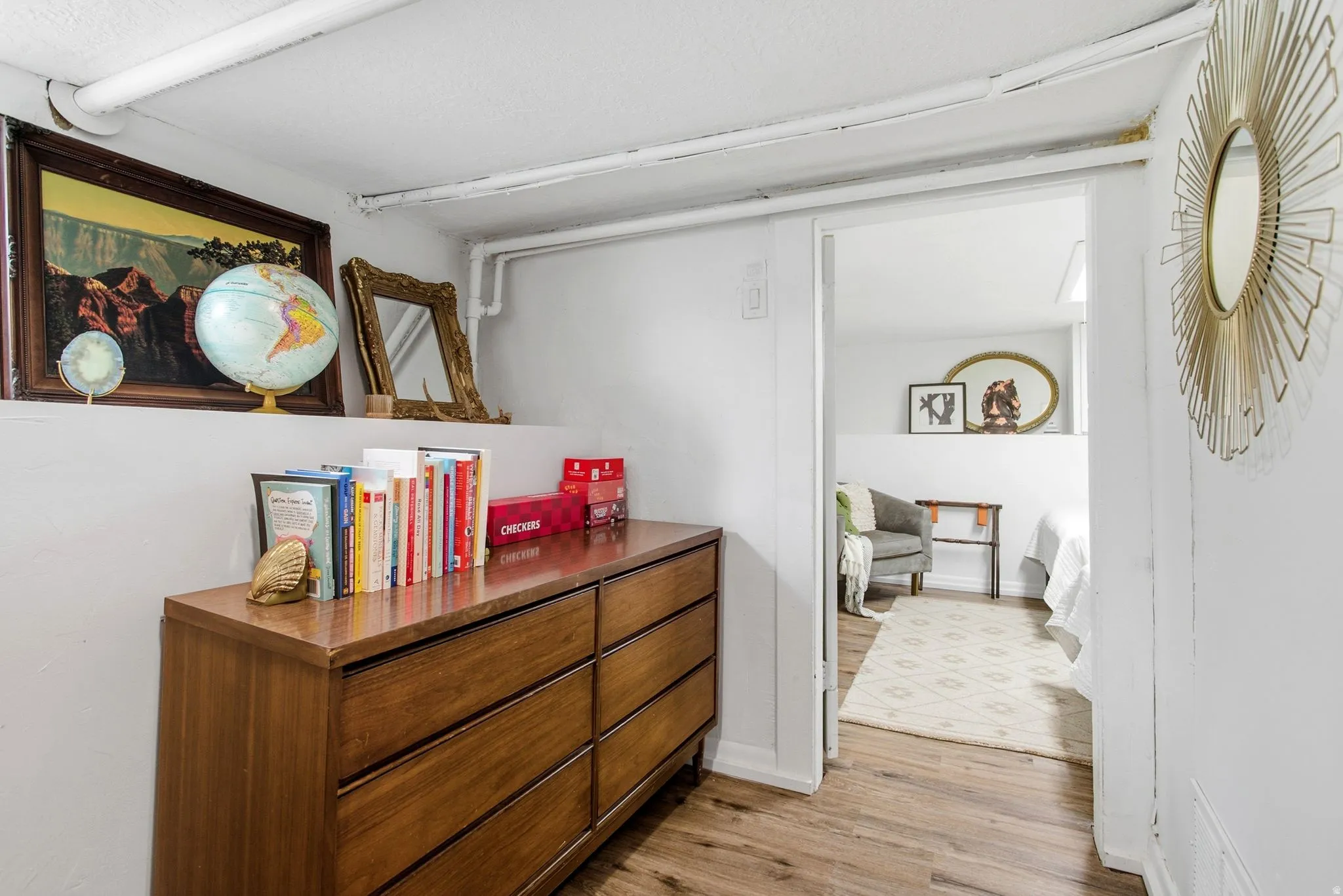 Hall with light wood-type flooring