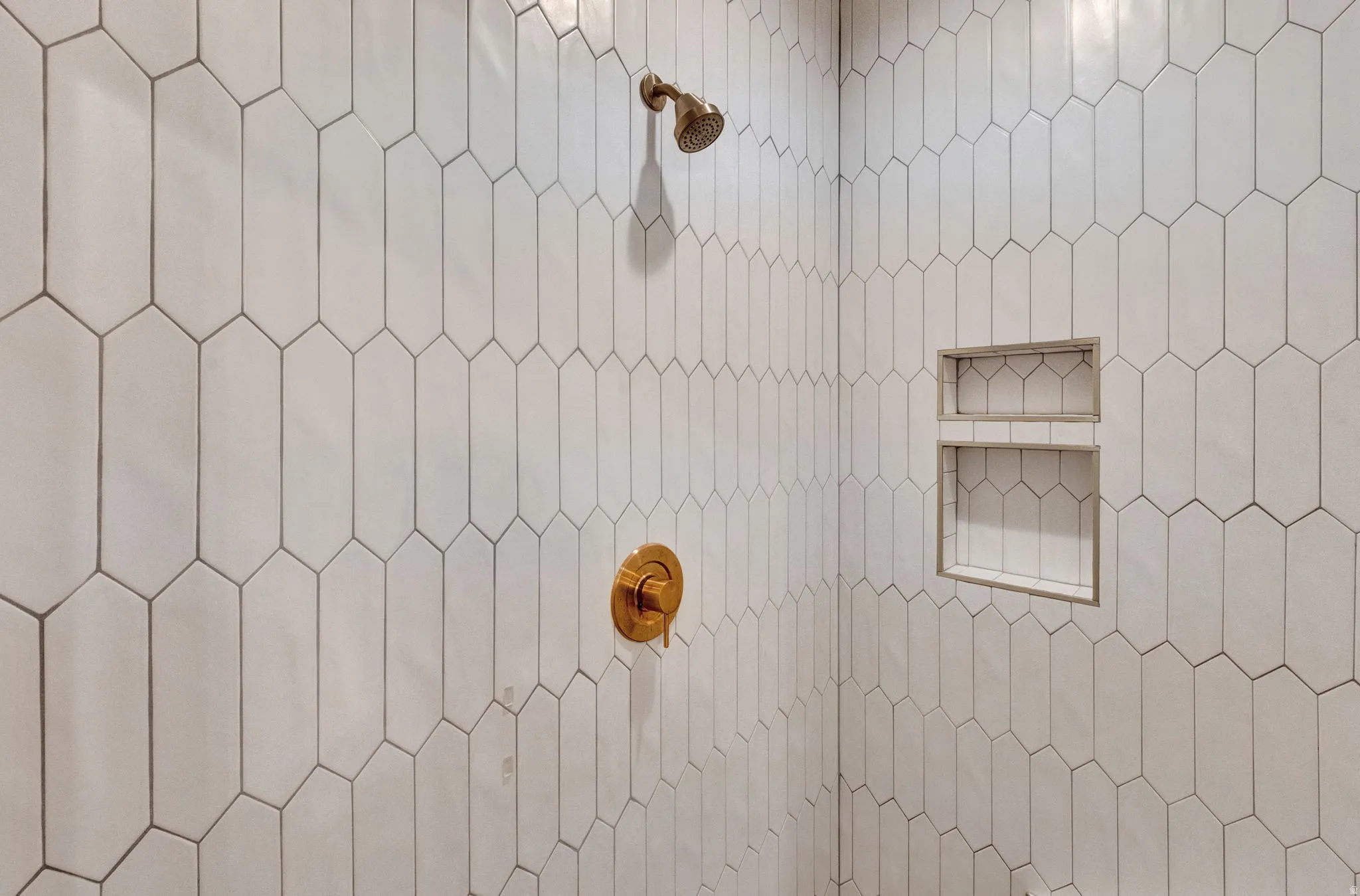 Bathroom view of tiled shower