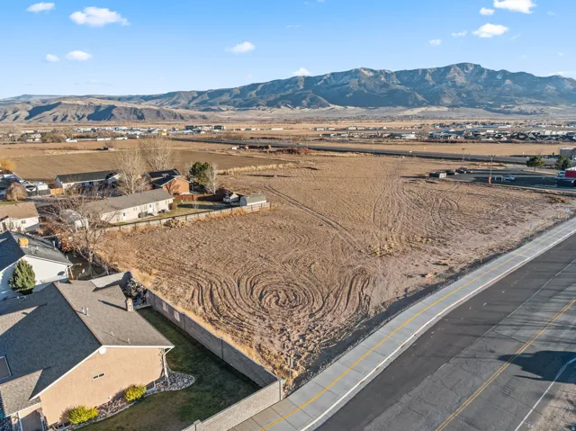 Drone / aerial view of a mountainous background