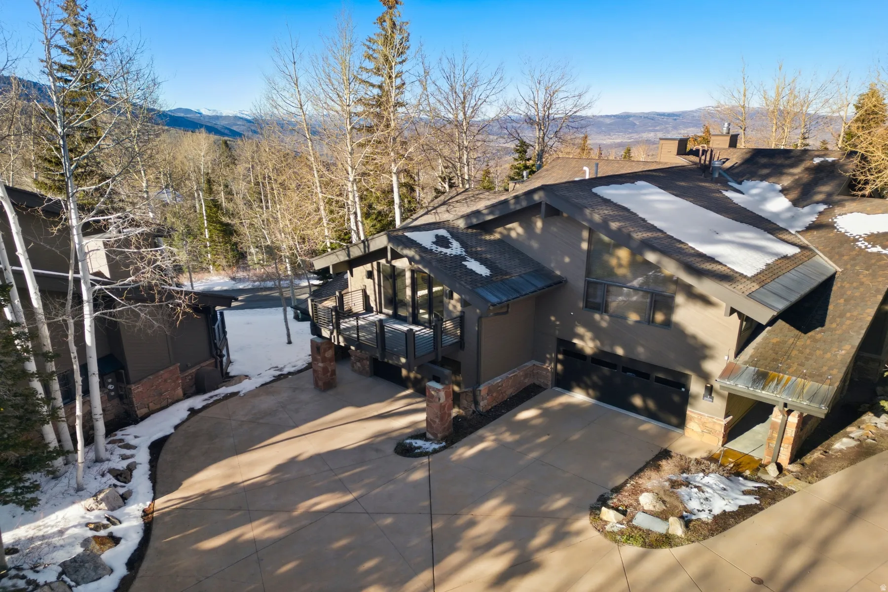 View from above of property with mountains