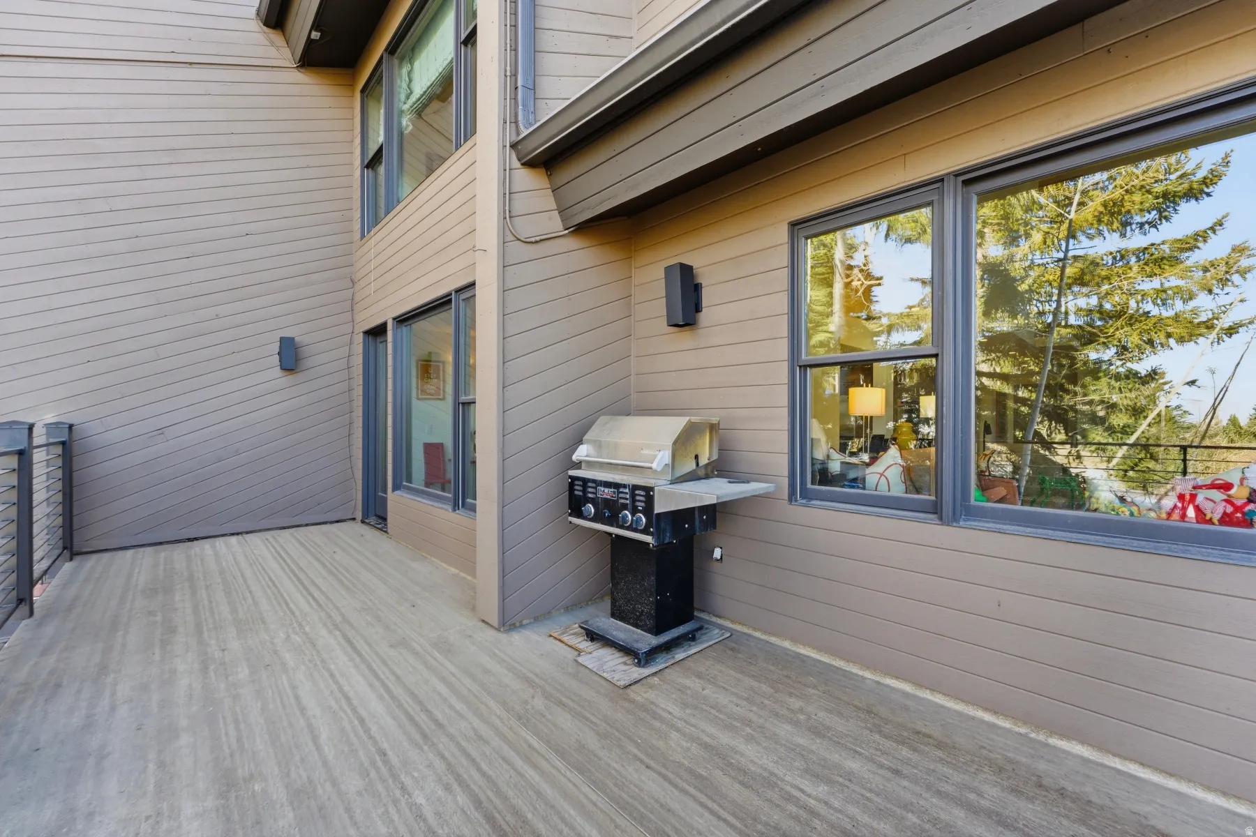 Wooden terrace with grilling area
