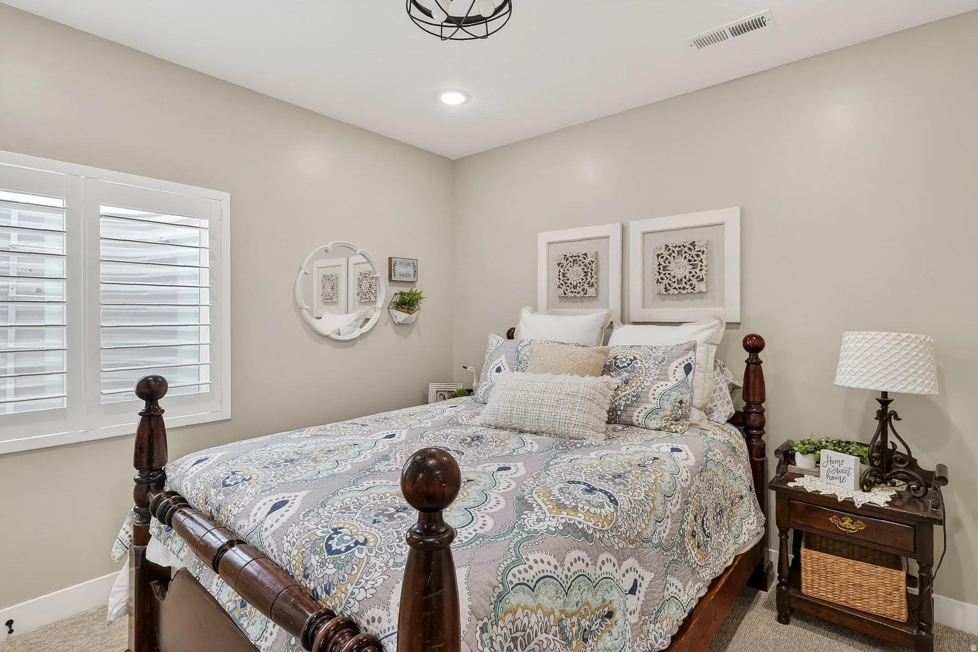 Bedroom with carpet and recessed lighting