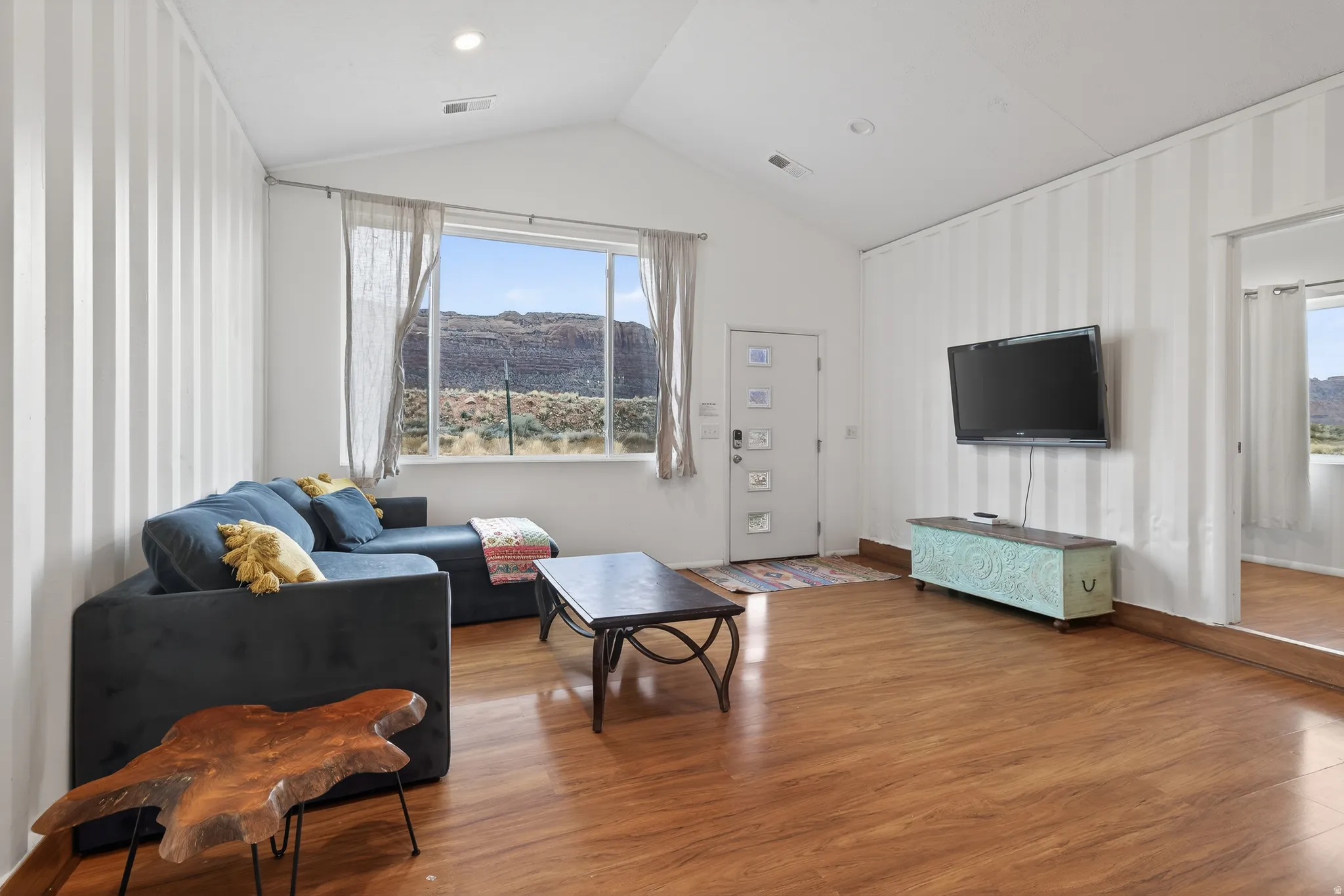 Living room featuring wood finished floors