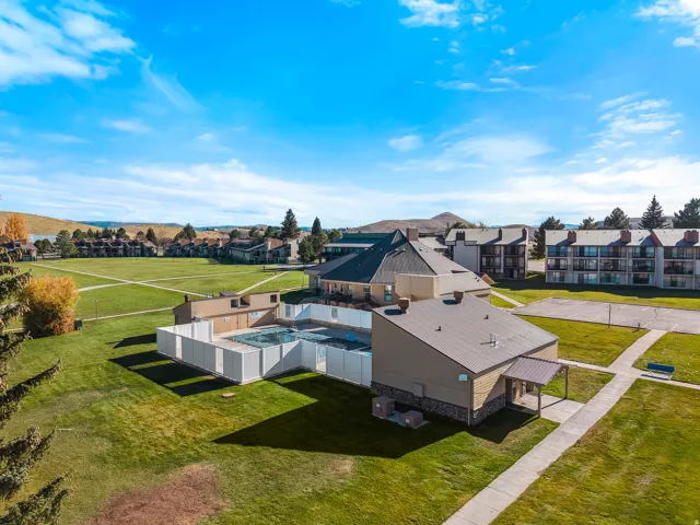Aerial perspective of suburban area