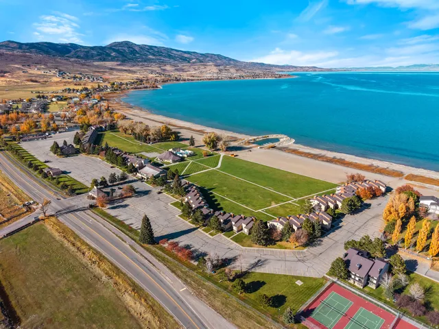 Drone / aerial view of a water and mountain view