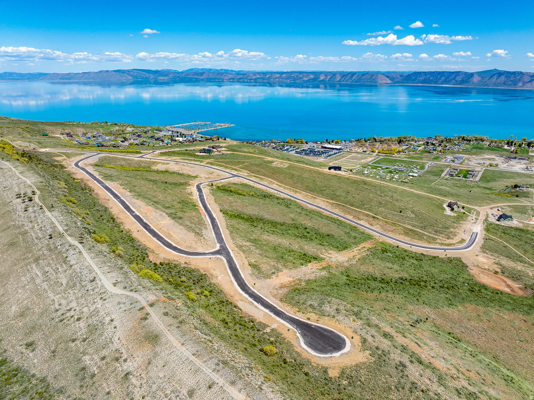 Drone / aerial view of a water and mountain view