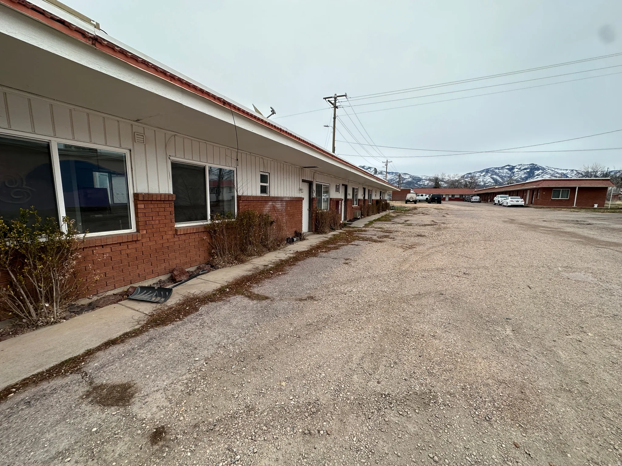 View of side of property with brick siding