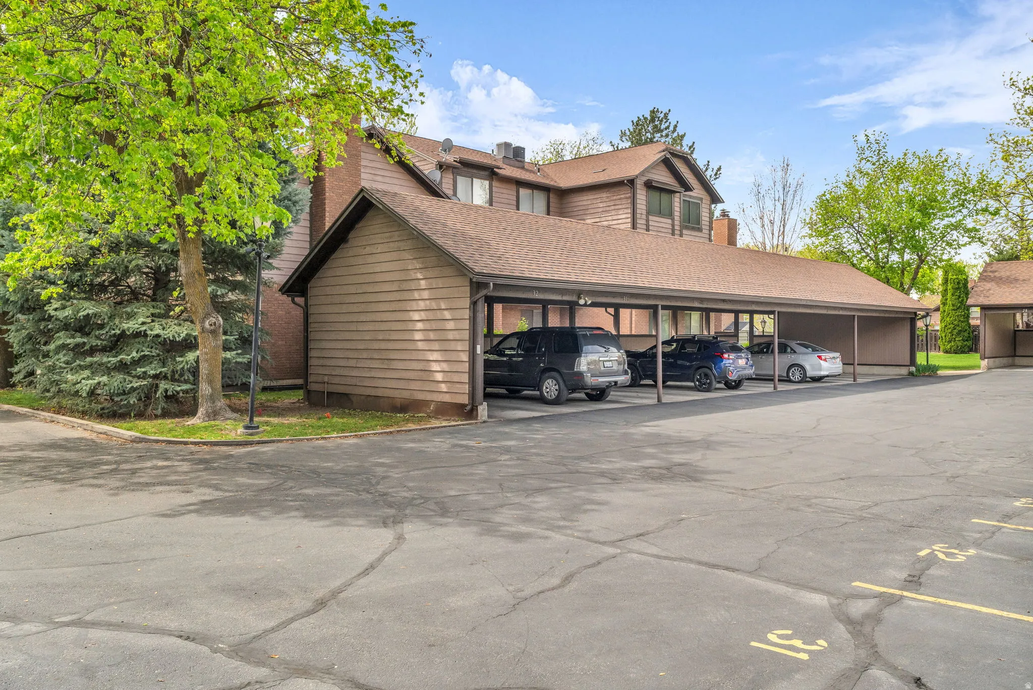View of covered parking lot