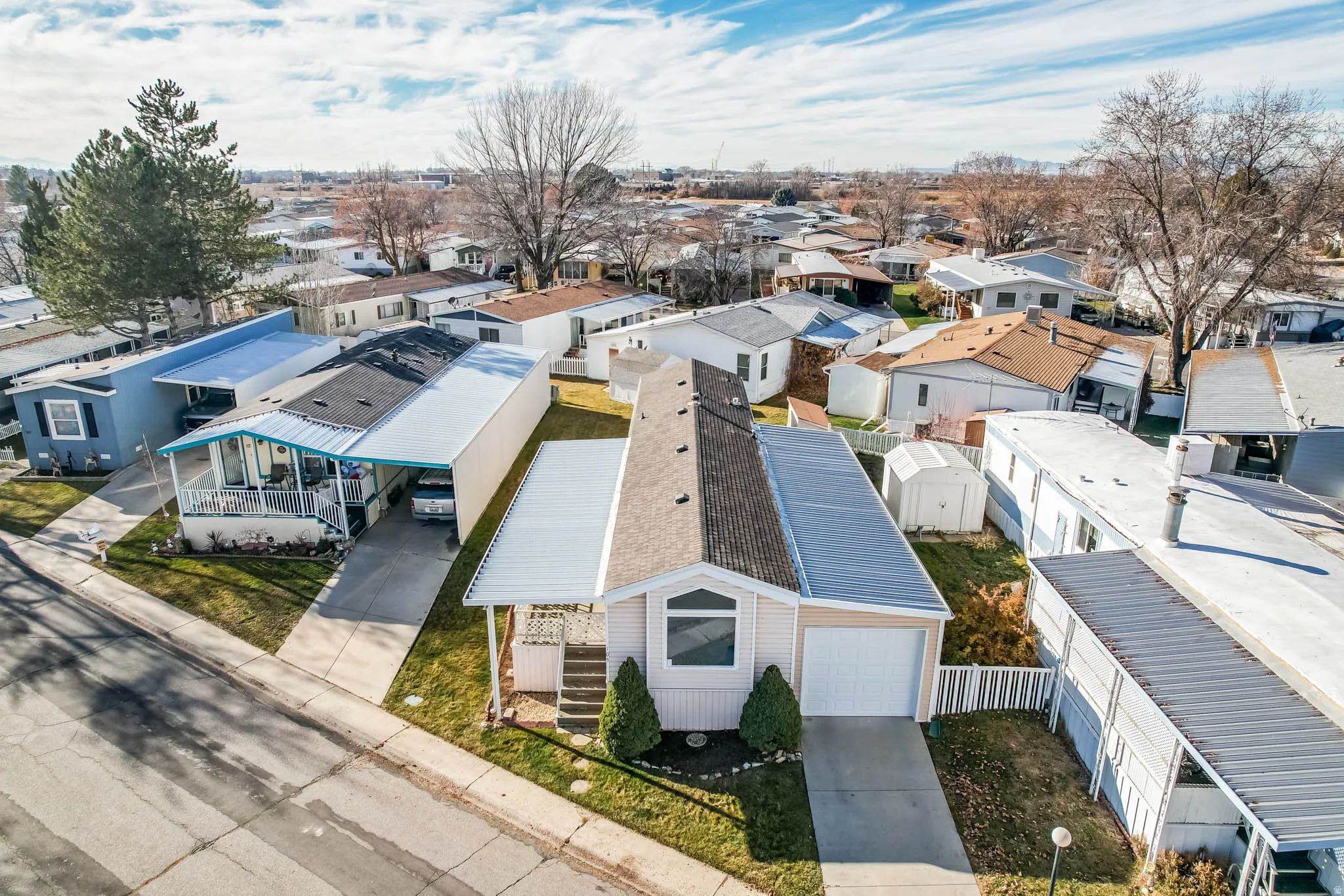 Aerial perspective of suburban area