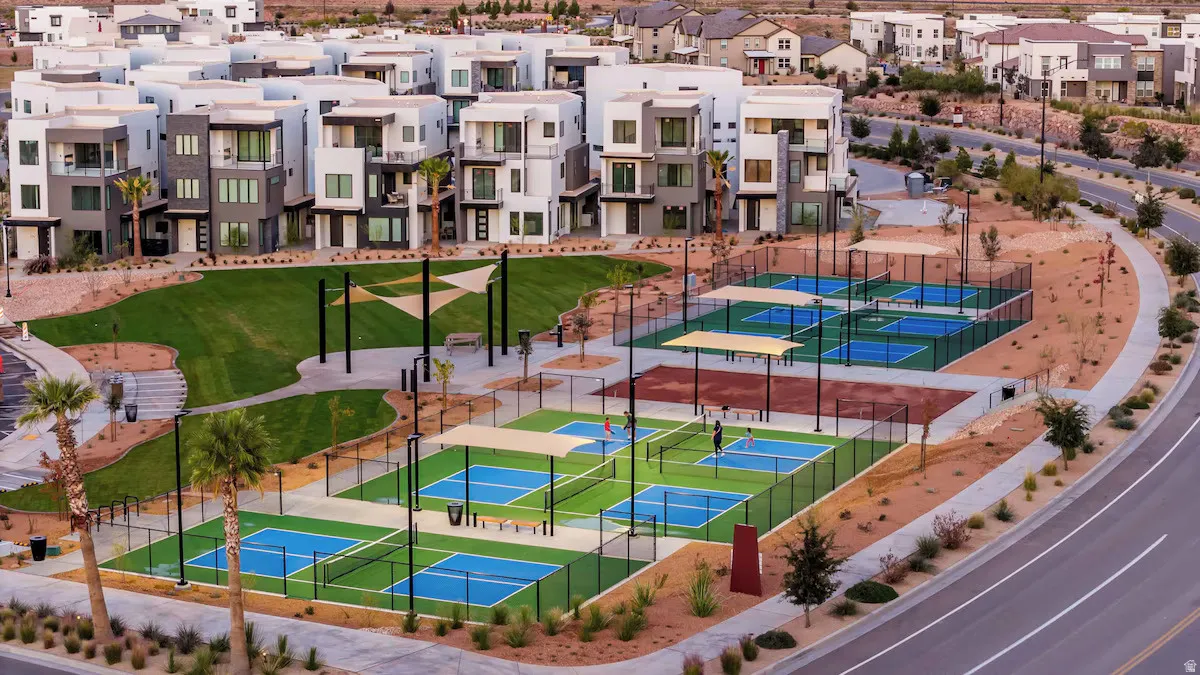 Aerial view of residential area