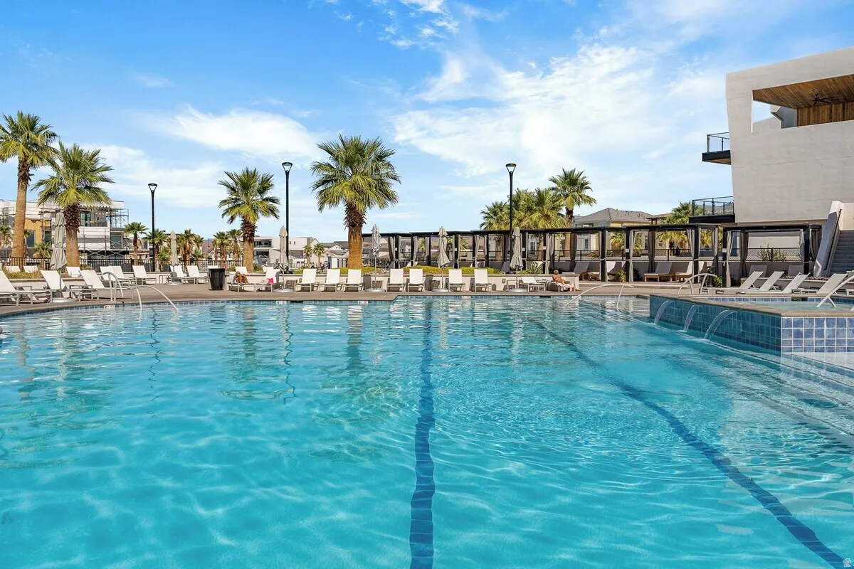 Community pool featuring a patio area