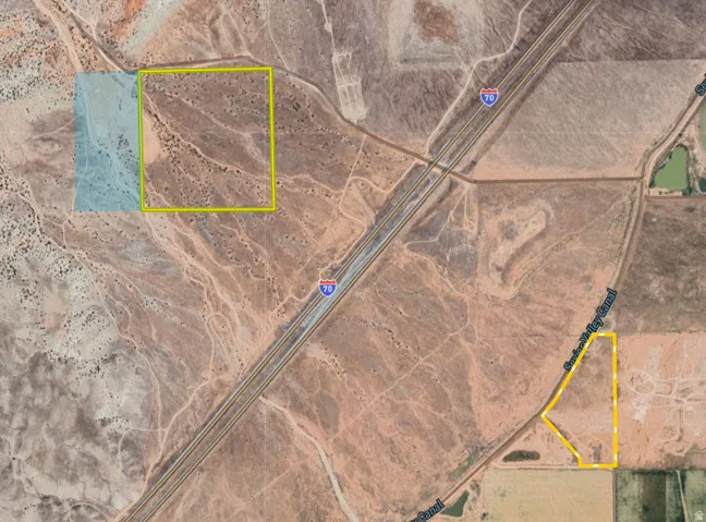 Aerial Map. Displaying the property's boundaries and surrounding infrastructure